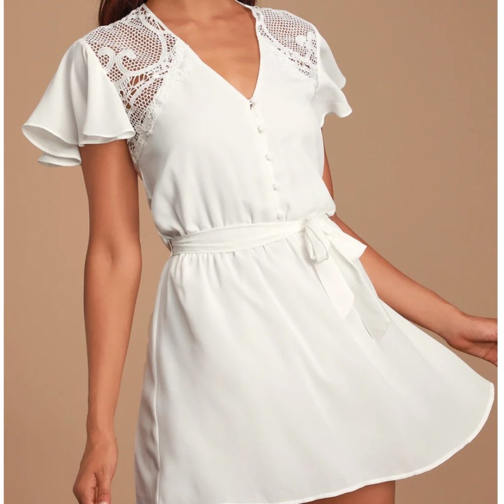 COPY - BB Dakota White Crochet Lace Skater Dress
